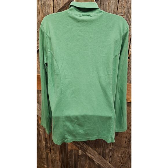 Coldwater creek sz L soft stretch long sleeve turtle neck layering winter green+ - Picture 2 of 7